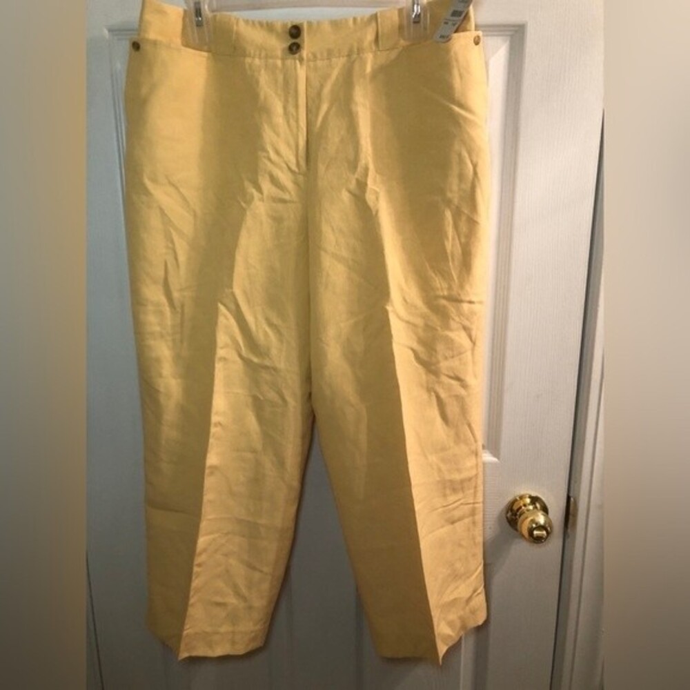 Talbots Petites Sz 14P Silk Linen Blend High Rise Wide Leg Capri Pants NEW NWT